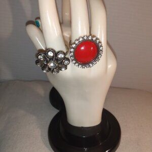 Handmade rings from vintage buttons, adjustable to fit most fingers.